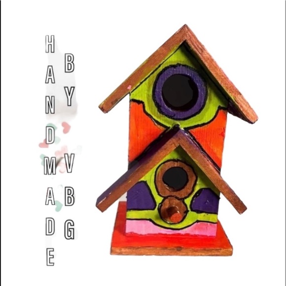 New Hand Painted & Handcrafted Double Hole Custom Birdhouse Home Decor - Picture 8 of 15